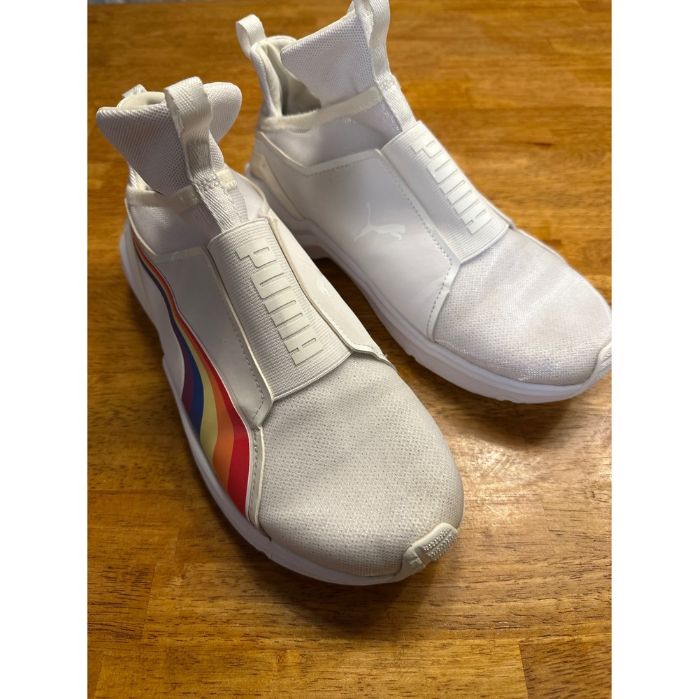Puma Fierce 2 Forever Free White Rainbow Pride Sneakers 195182-01 Mens 8.5